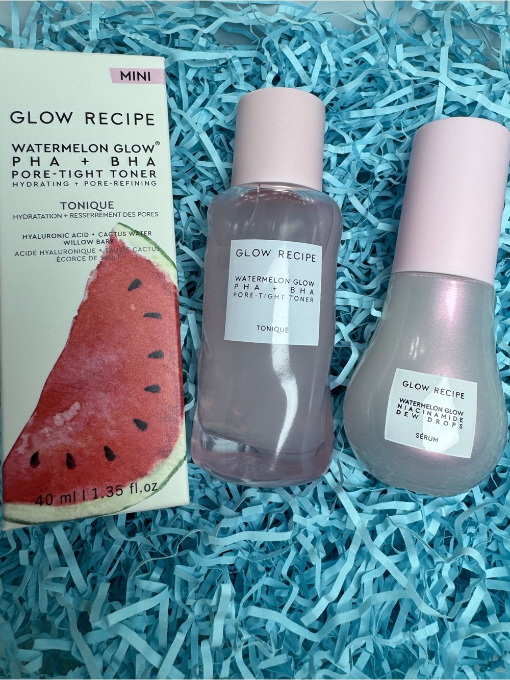 Glow Recipe Pink Watermelon Glow Toner & Niacinamide Dew Drops Serum Duo